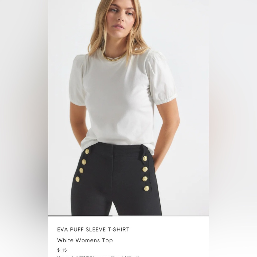 Derek Lam White Puff Sleeve Tee